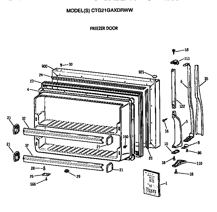 Hotpoint CTG21GAXDRWW freezer door diagram