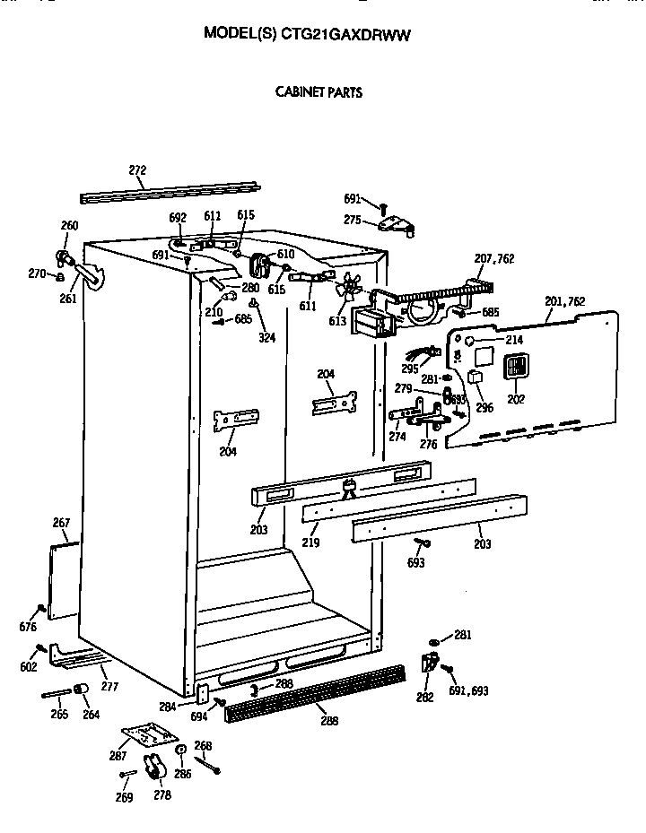 Hotpoint CTG21GAXDRWW cabinet diagram