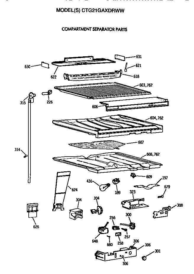 Hotpoint CTG21GAXDRWW compartment separator diagram
