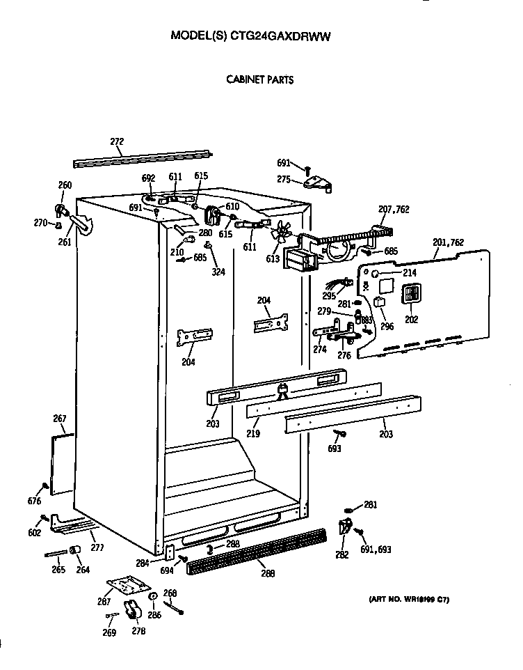 Hotpoint CTG24GAXDRWW cabinet diagram