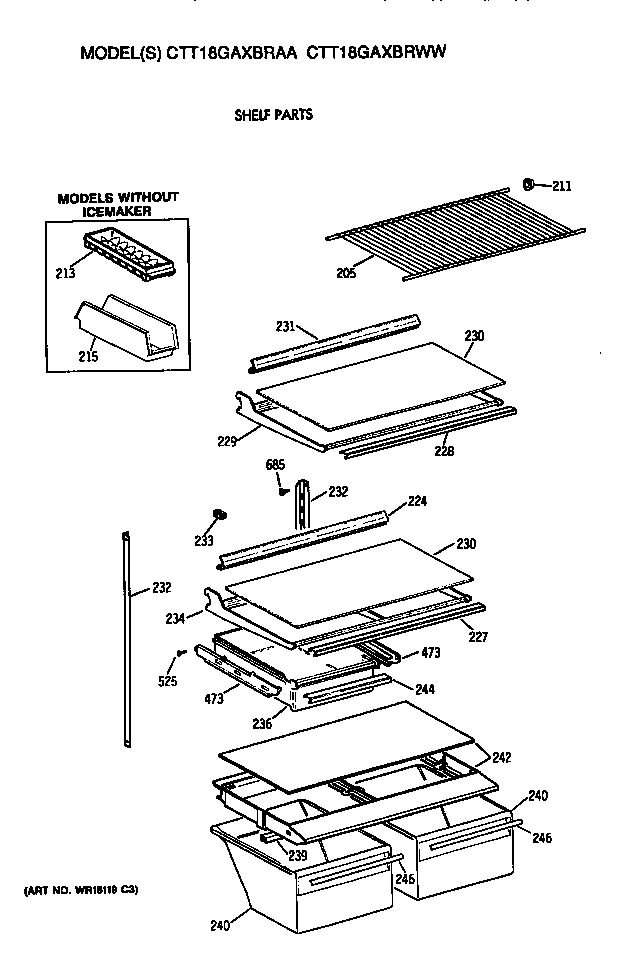 Hotpoint CTT18GAXBRWW shelves diagram
