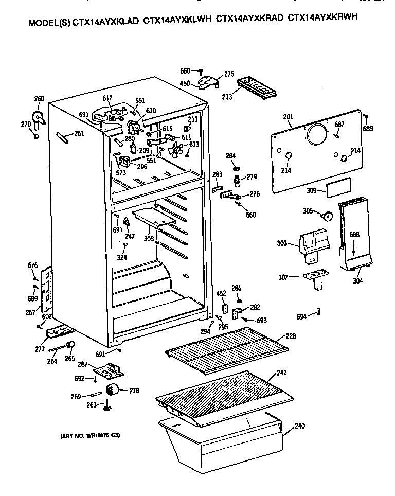 Hotpoint CTX14AYXKLWH cabinet diagram