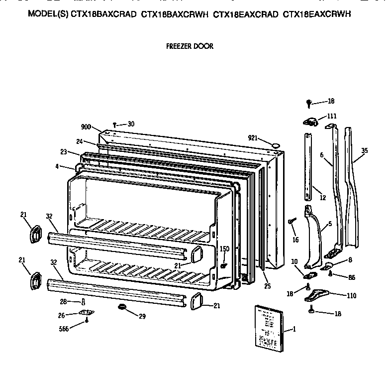 Hotpoint CTX18EAXCRAD freezer door diagram