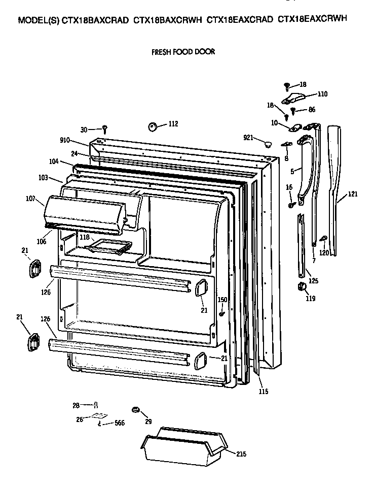 Hotpoint CTX18EAXCRAD fresh food door diagram