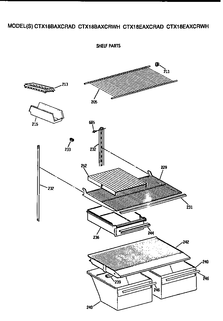 Hotpoint CTX18EAXCRAD shelves diagram