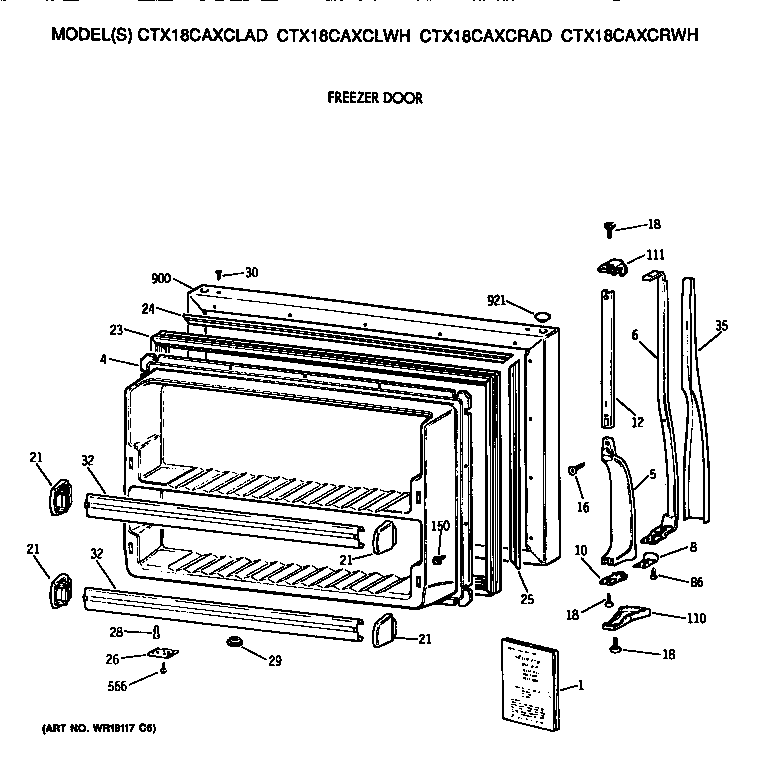 Hotpoint CTX18CAXCLWH freezer door diagram