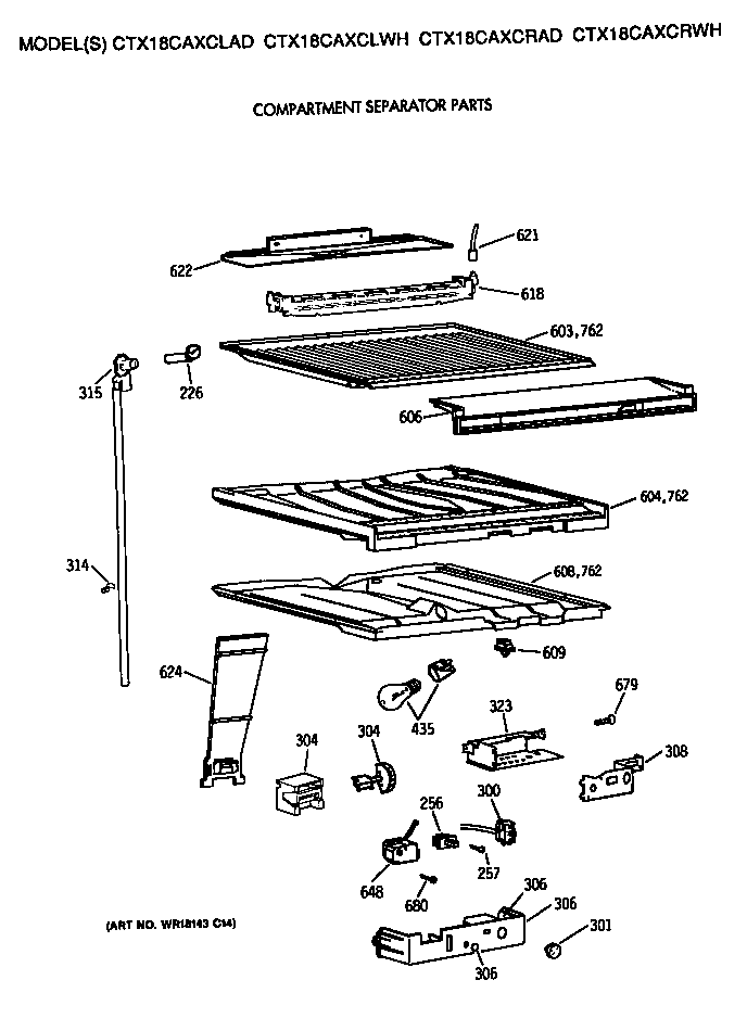 Hotpoint CTX18CAXCLWH compartment separator diagram