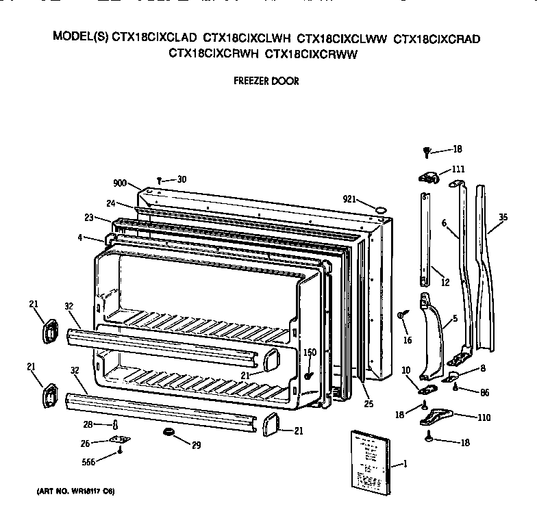 Hotpoint CTX18CIXCLWW freezer door diagram