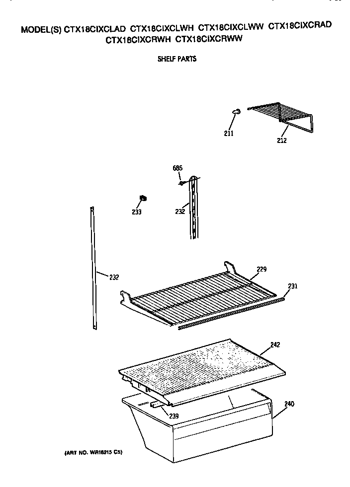 Hotpoint CTX18CIXCLWW shelves diagram