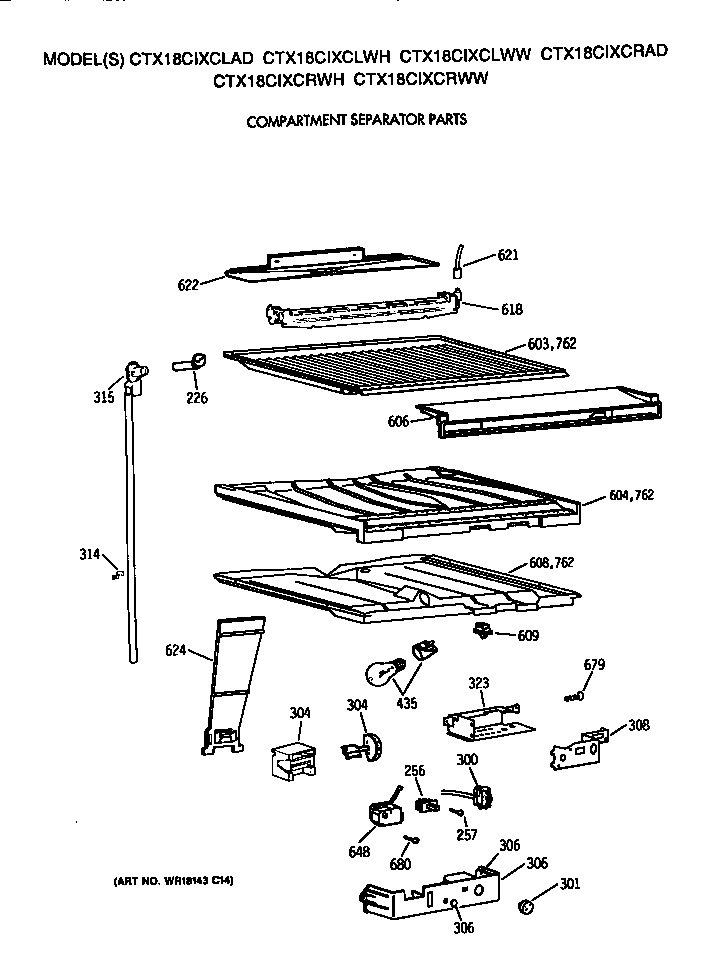 Hotpoint CTX18CIXCLWW compartment separator diagram
