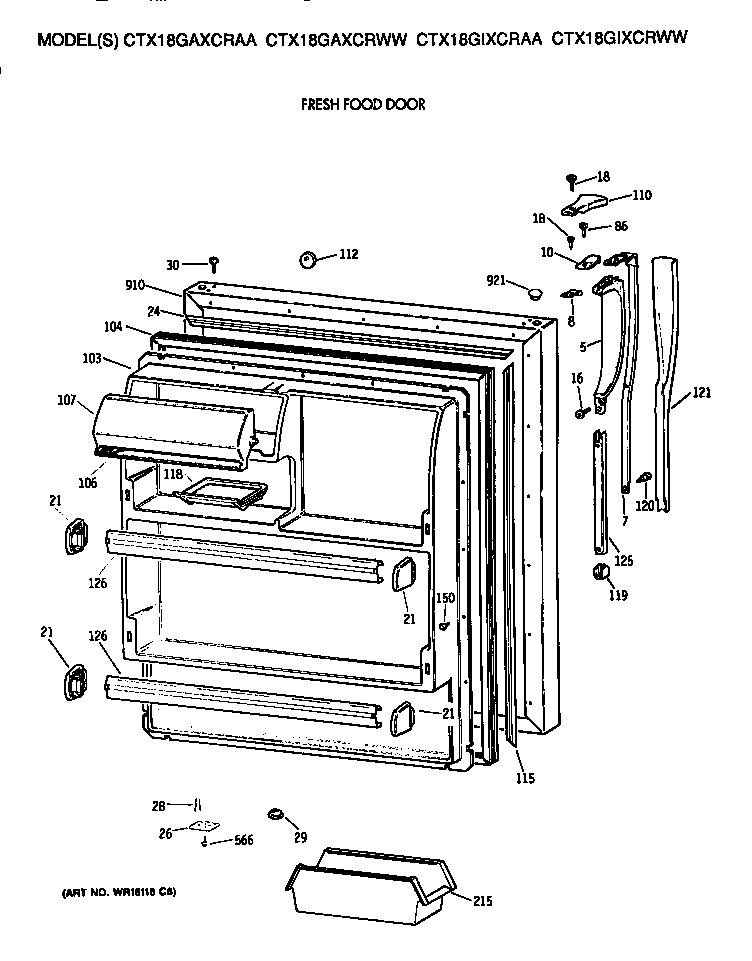 Hotpoint CTX18GAXCRWW fresh food door diagram