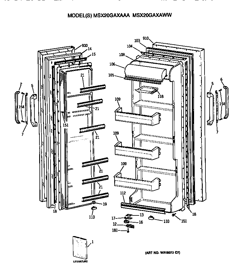 GE MSX20GAXAAA doors diagram