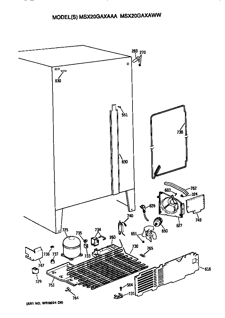 GE MSX20GAXAAA unit diagram