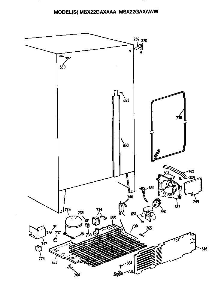 GE MSX22GAXAWW unit diagram