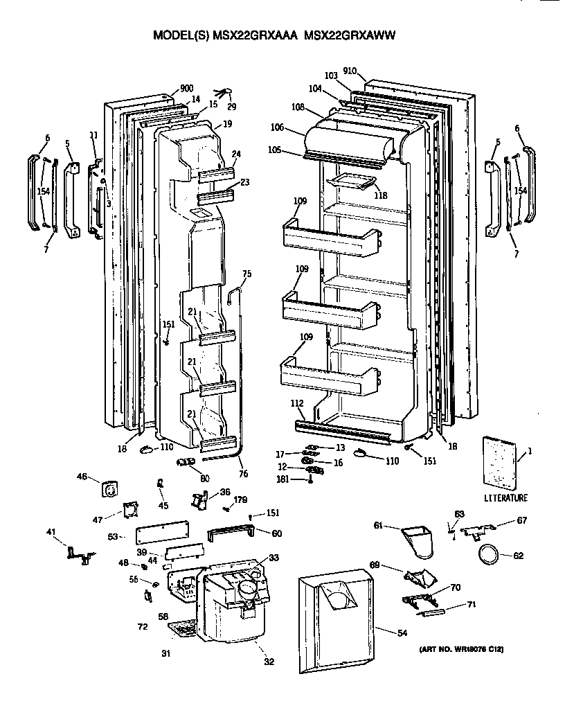 GE MSX22GRXAWW doors diagram