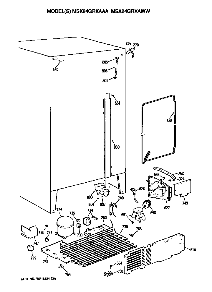 GE MSX24GRXAWW unit diagram