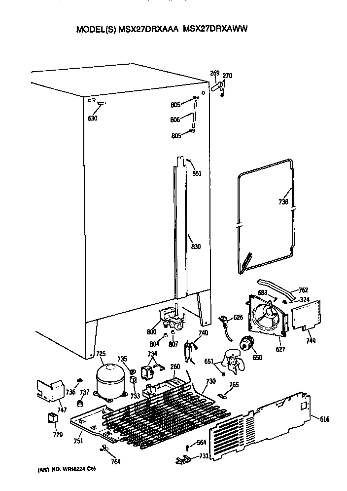 GE MSX27DRXAAA unit diagram