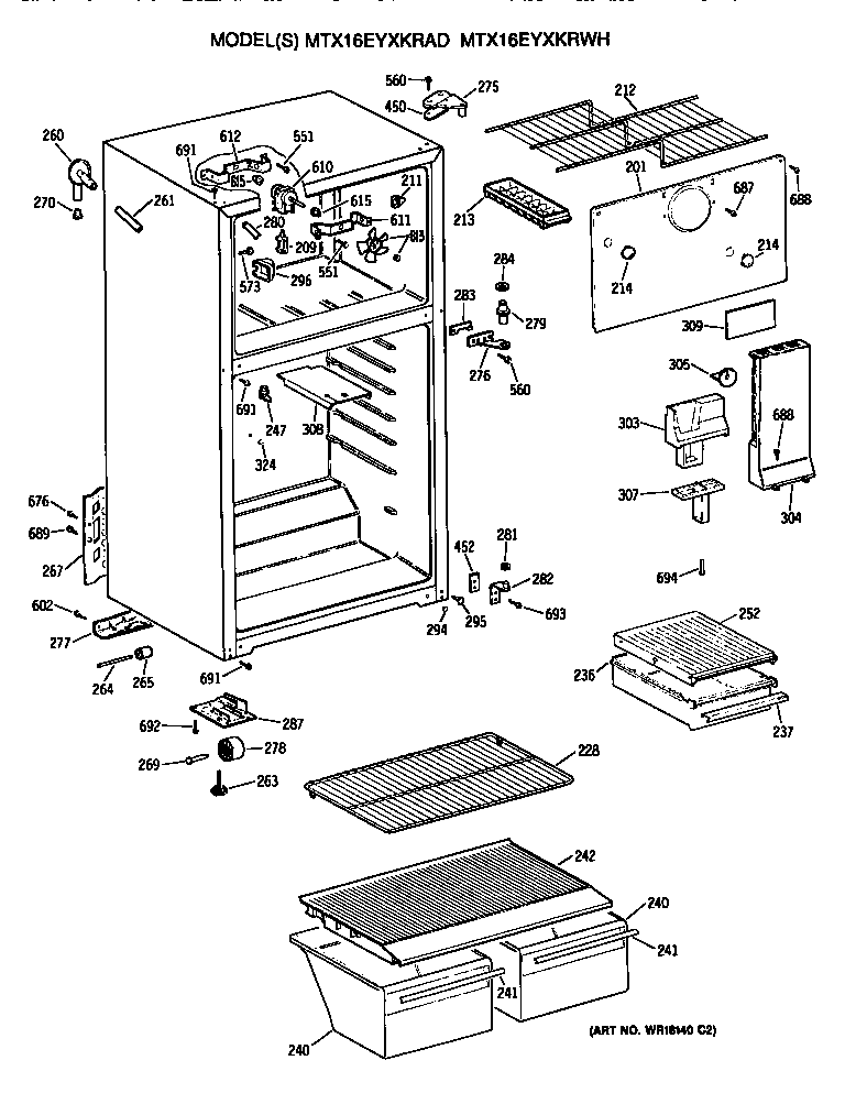GE MTX16EYXKRAD cabinet diagram