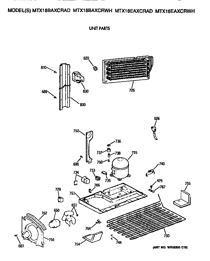 GE MTX18EAXCRWH unit diagram
