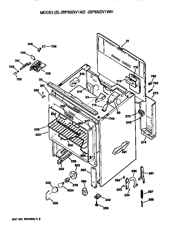 GE JBP65GV1AD body diagram
