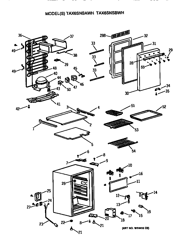 GE TAX6SNSBWH refrigerator diagram