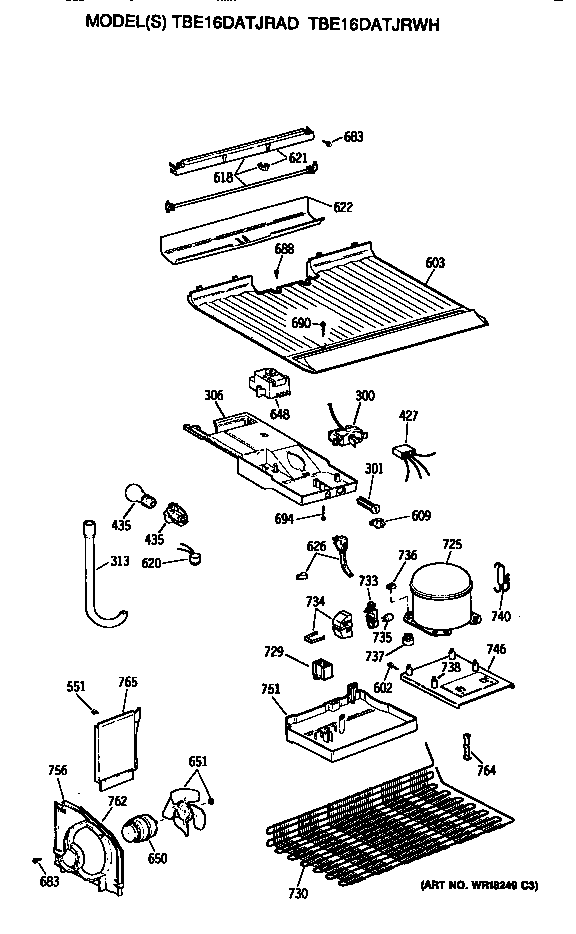 GE TBE16DATJRWH unit diagram