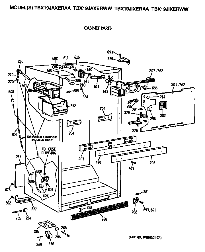 GE TBX19JIXERAA cabinet diagram