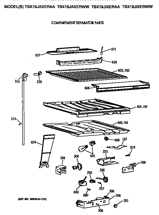 GE TBX19JIXERAA compartment separator diagram