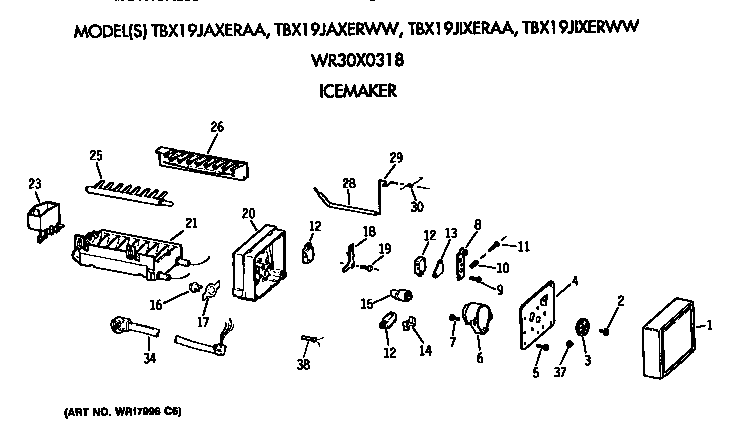 GE TBX19JIXERAA icemaker diagram