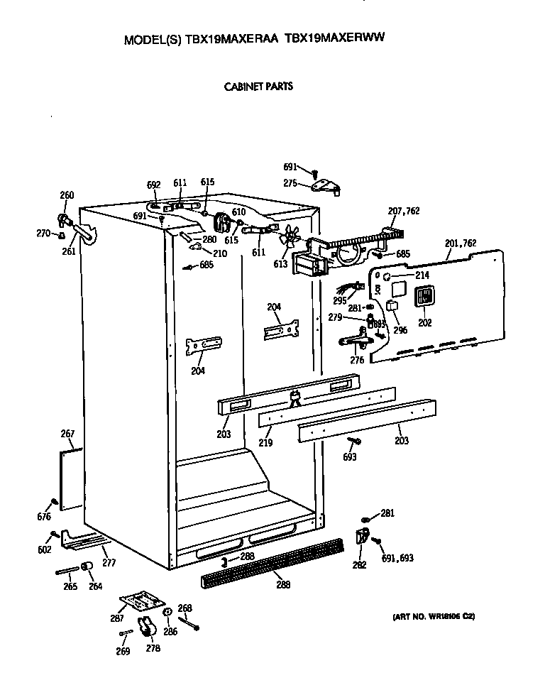 GE TBX19MAXERAA cabinet diagram
