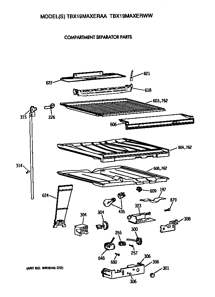 GE TBX19MAXERAA compartment separator diagram