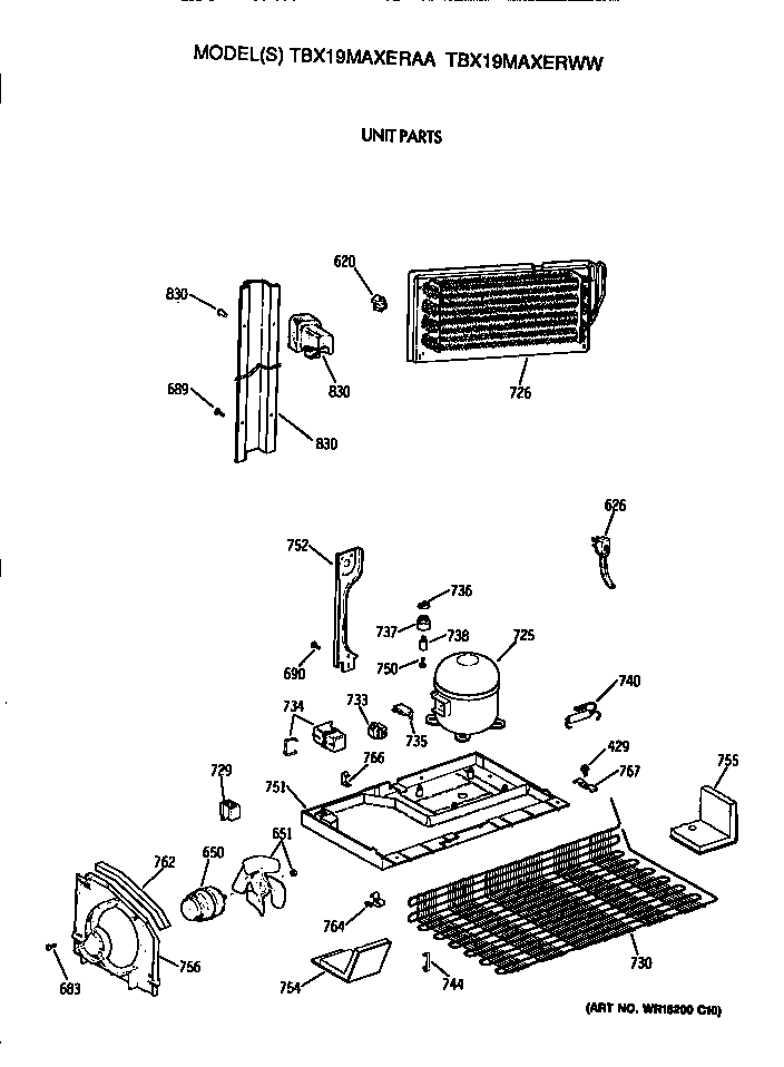 GE TBX19MAXERAA unit diagram