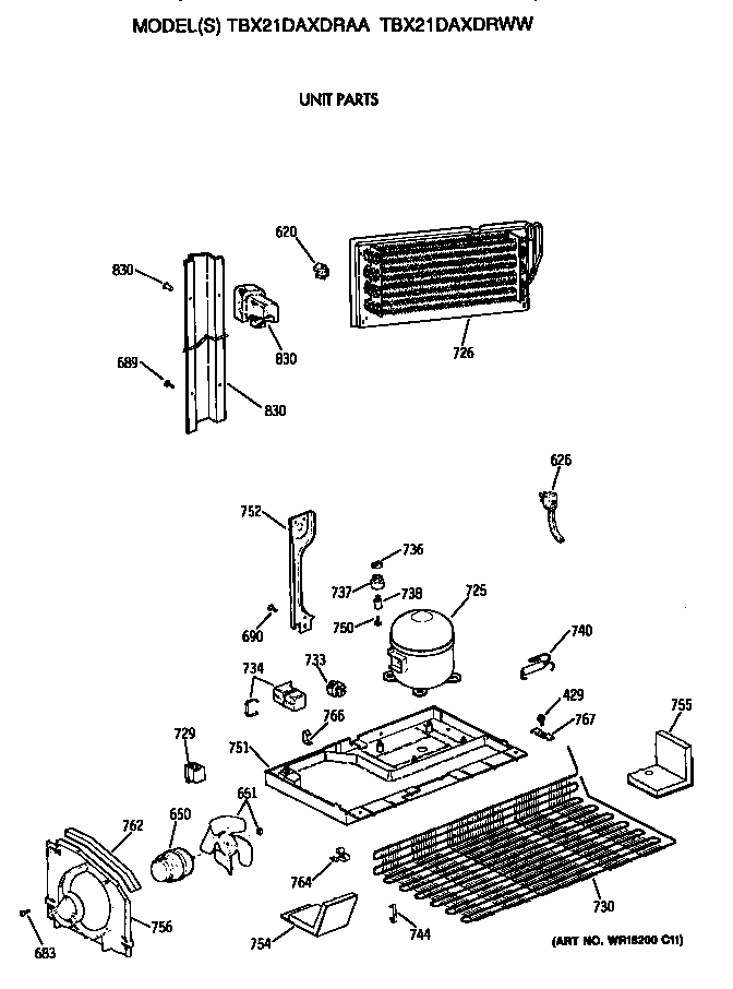 GE TBX21DAXDRAA unit diagram