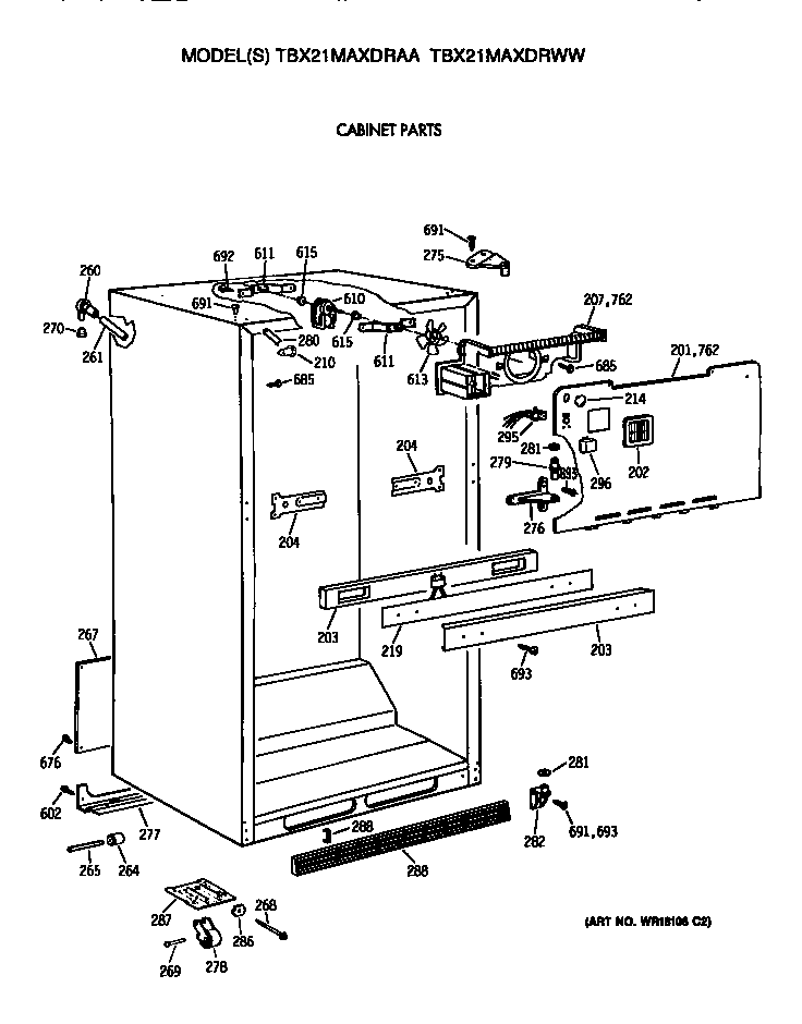 GE TBX21MAXDRAA cabinet diagram