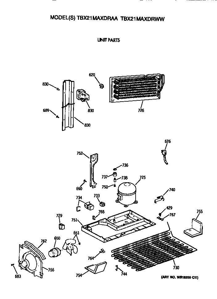 GE TBX21MAXDRAA unit diagram