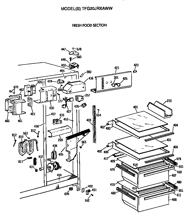 GE TFG20JRXAWW fresh food section diagram