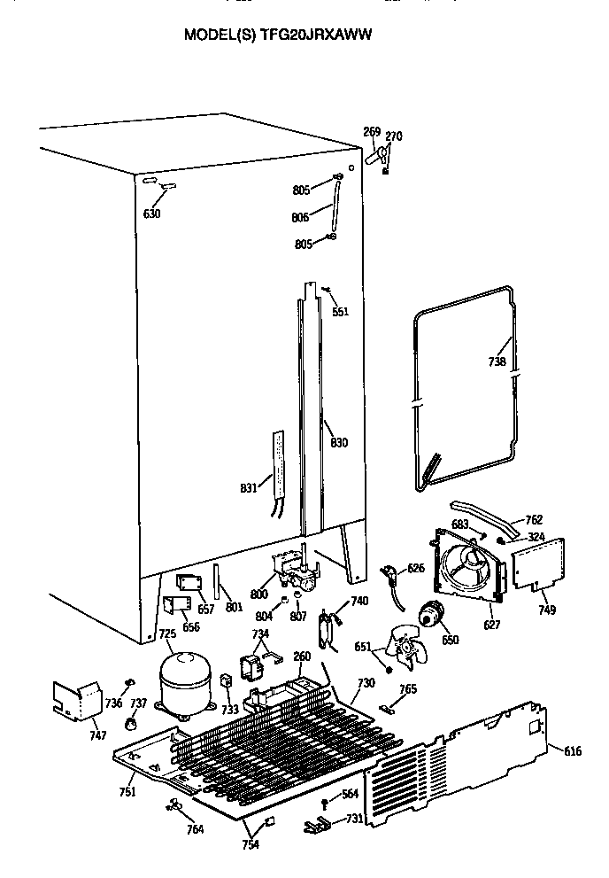 GE TFG20JRXAWW unit diagram