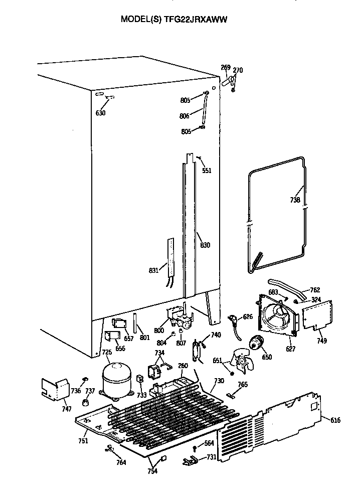 GE TFG22JRXAWW unit diagram