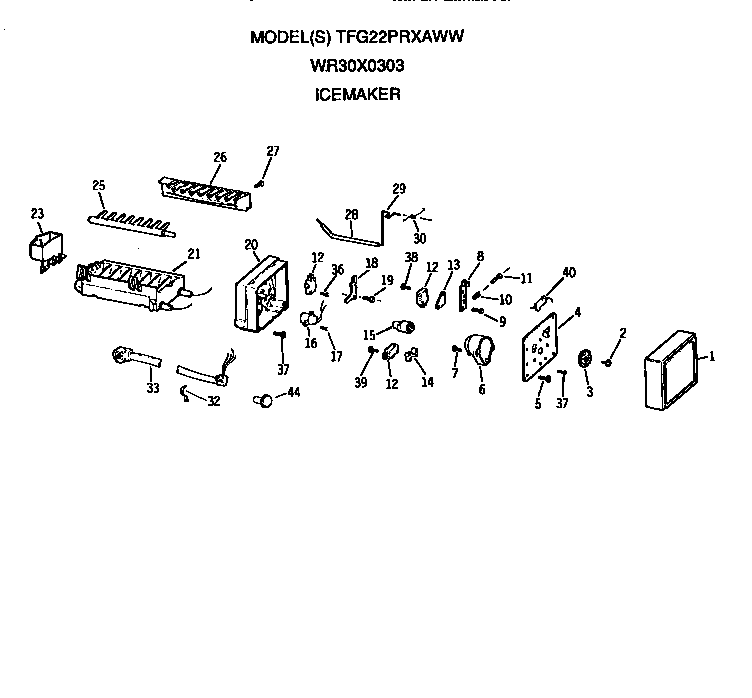 GE TFG22PRXAWW icemaker diagram