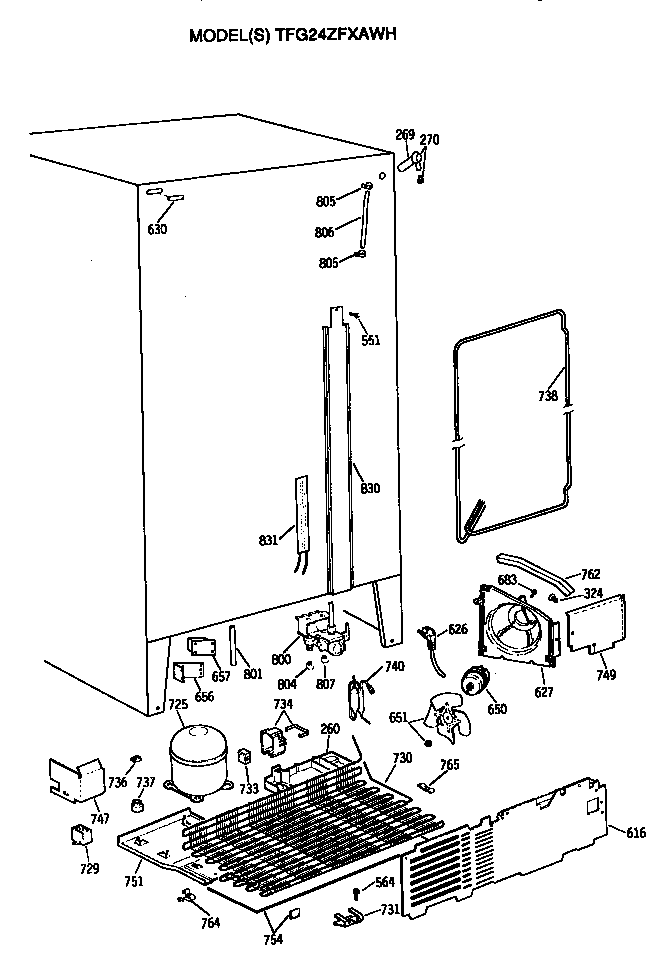 GE TFG24ZFXAWH unit diagram