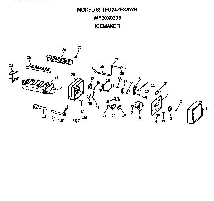 GE TFG24ZFXAWH icemaker diagram