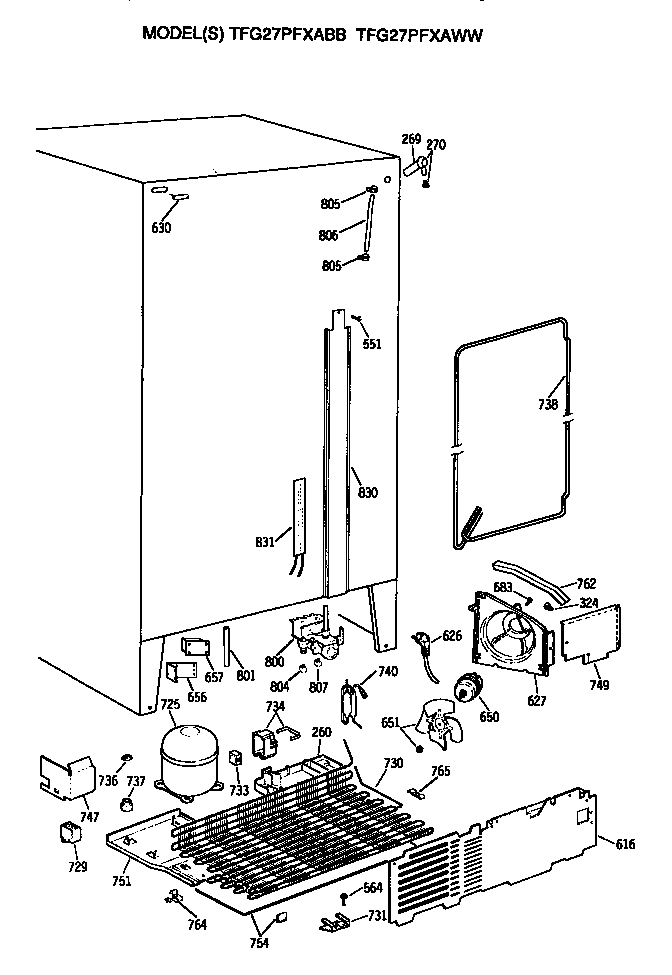 GE TFG27PFXABB unit diagram