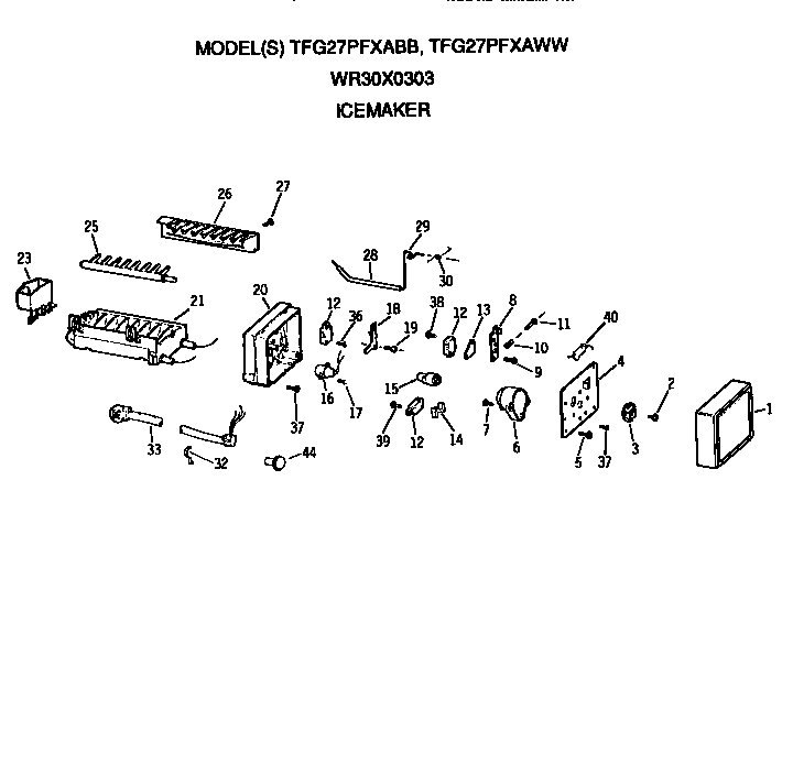 GE TFG27PFXABB icemaker diagram