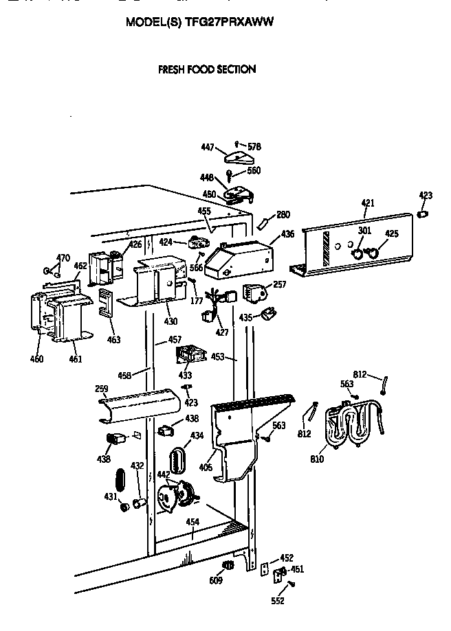 GE TFG27PRXAWW fresh food section diagram