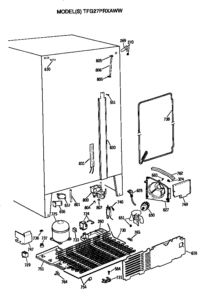 GE TFG27PRXAWW unit diagram