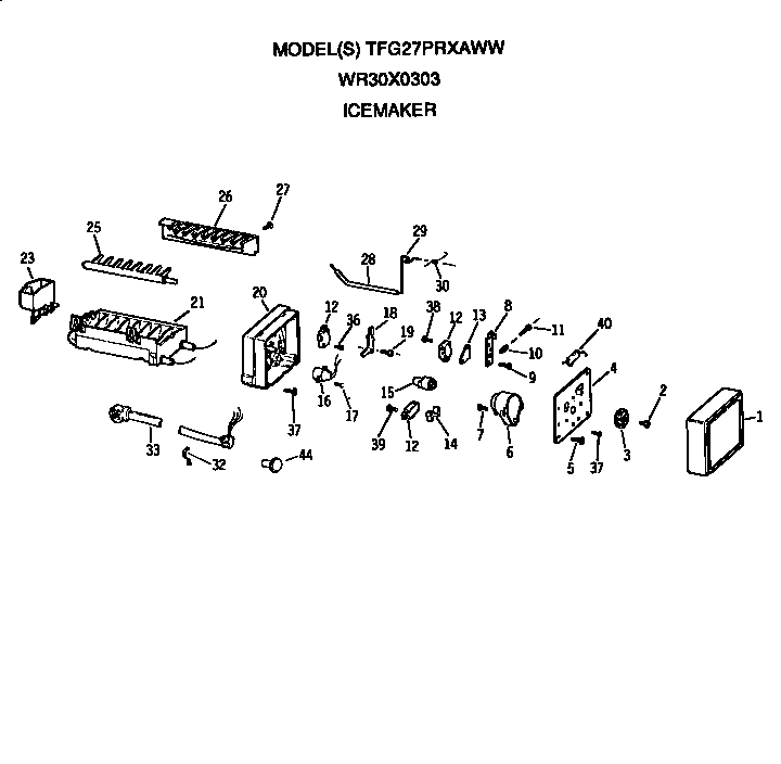 GE TFG27PRXAWW icemaker diagram