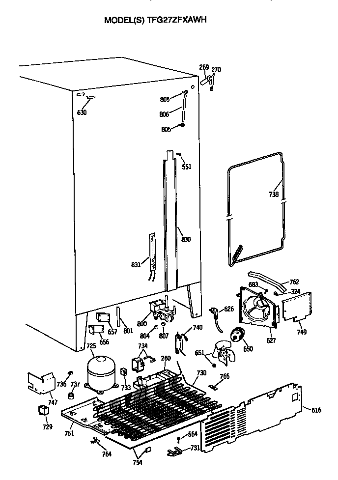 GE TFG27ZFXAWH unit diagram