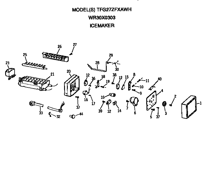 GE TFG27ZFXAWH icemaker diagram