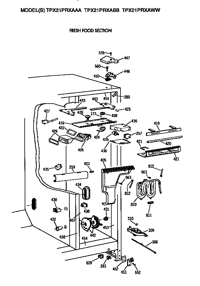 GE TPX21PRXABB fresh food section diagram