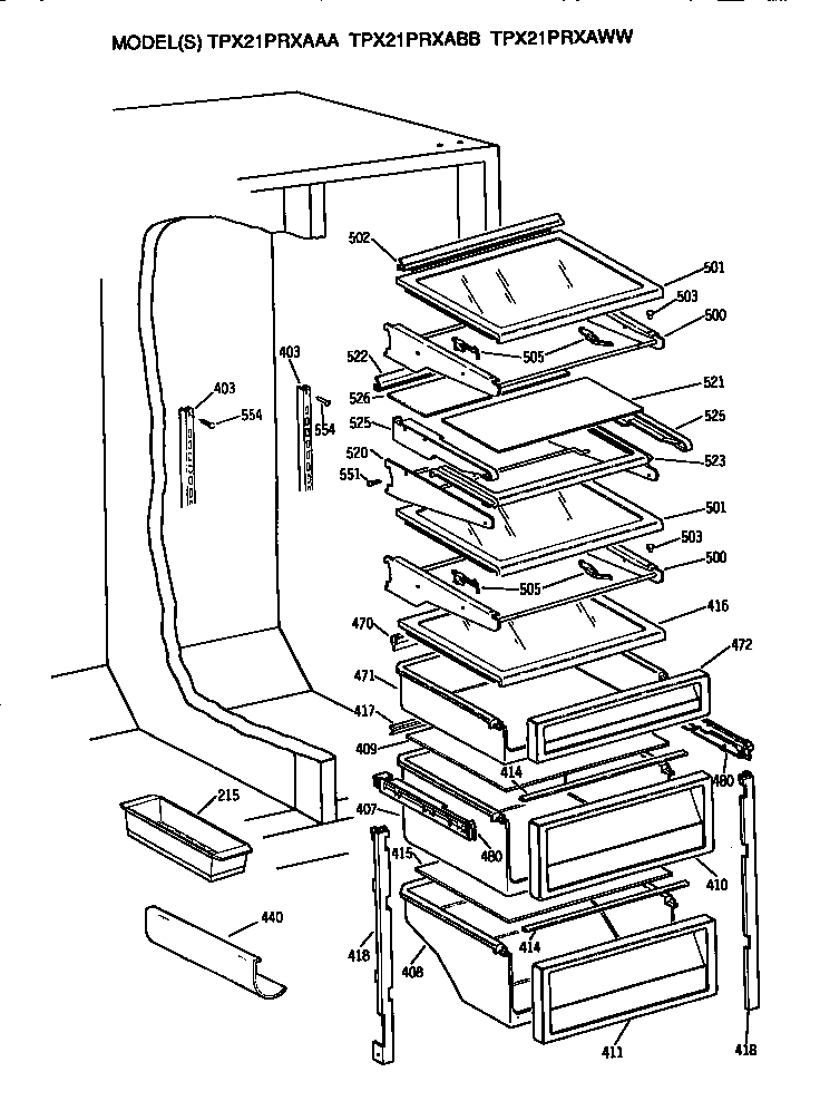 GE TPX21PRXABB shelves (tpx21prxaaa/abb/aww) diagram